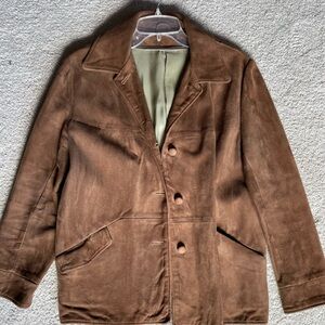 Vintage Brown Suede Leather Coat